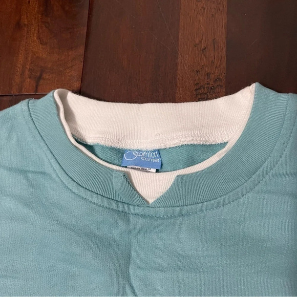 Christmas‎ sweater with embroidered reindeer light blue size Large - Picture 3 of 5